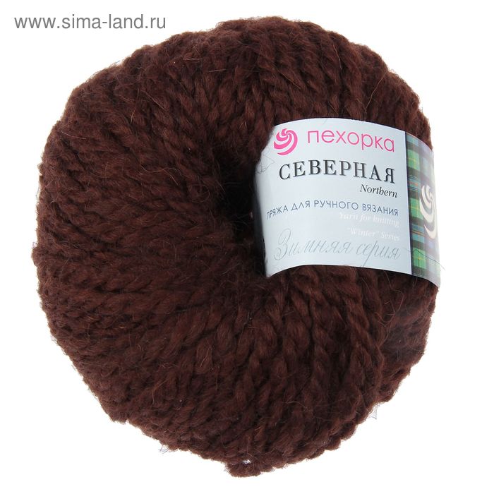 фото Пряжа "северная" 30% ангора,30% п/тонкая шерсть,40% акрил объёмный 50м/50гр (251-коричневый пехорский текстиль