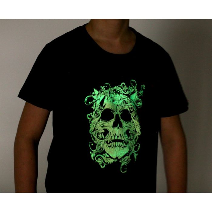Футболка детская Collorista Glow "Череп", рост 158-164 см (40), 13-14 лет