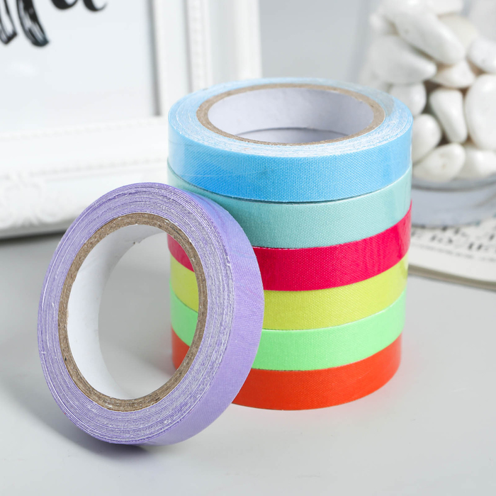 Клейкая лента декоративная текстильная "Разноцвет" дл. 4 м., ш. 1 см МИКС