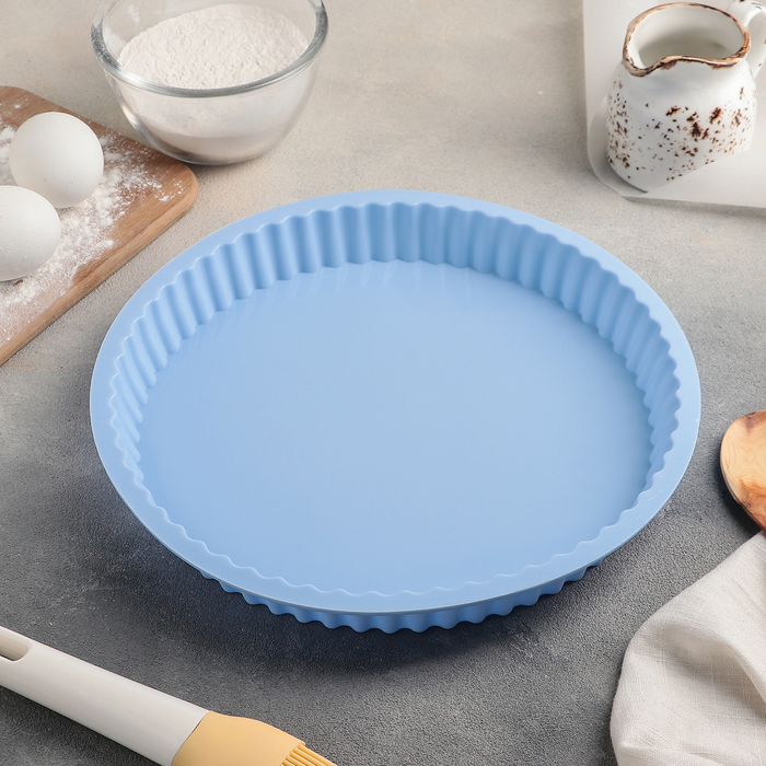 Форма для выпечки "Рифленый круг" 25х3 см, цвета МИКС