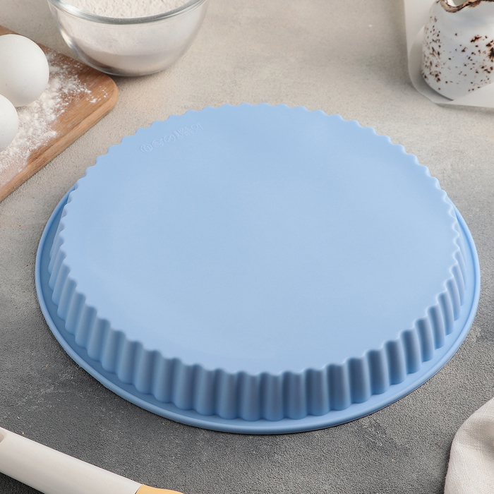 Форма для выпечки "Рифленый круг" 25х3 см, цвета МИКС