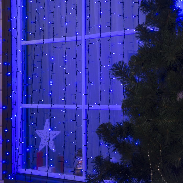 Гирлянда "Занавес" улич. УМС, Ш:2 м, В:6 м, Н.Т. 2W LED-1440-220V, БЕЗ контр. фикс СИНИЙ