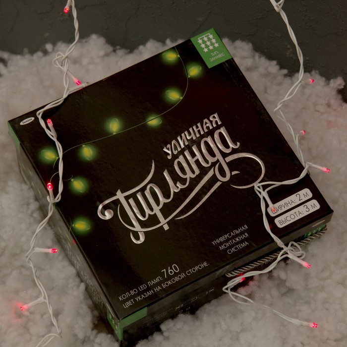 Гирлянда "Занавес" улич. УМС, Ш:2м, В:3м, Н.Б. 2W LED-760/180-220V, БЕЗ контр. мерц КРАС