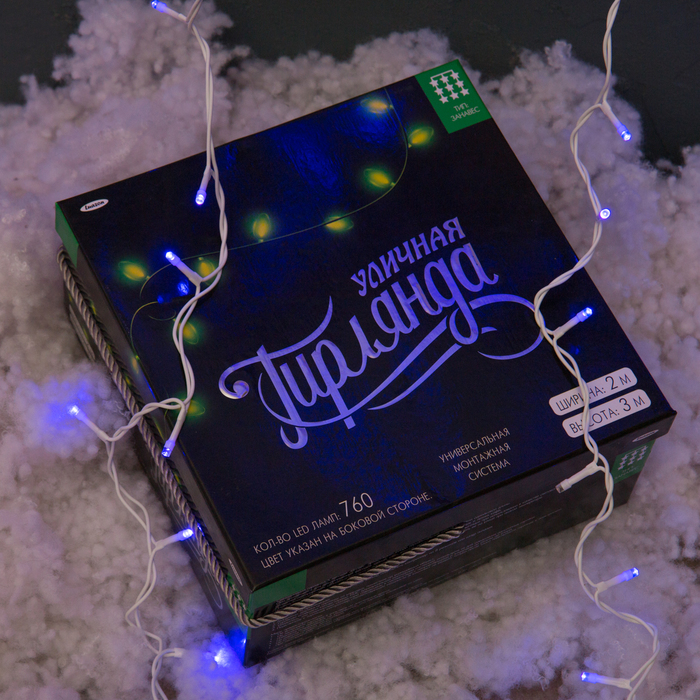 Гирлянда "Занавес" улич. УМС, Ш:2м, В:3м, Н.Б. 2W LED-760/180-220V, БЕЗ контр. мерц ФИОЛ