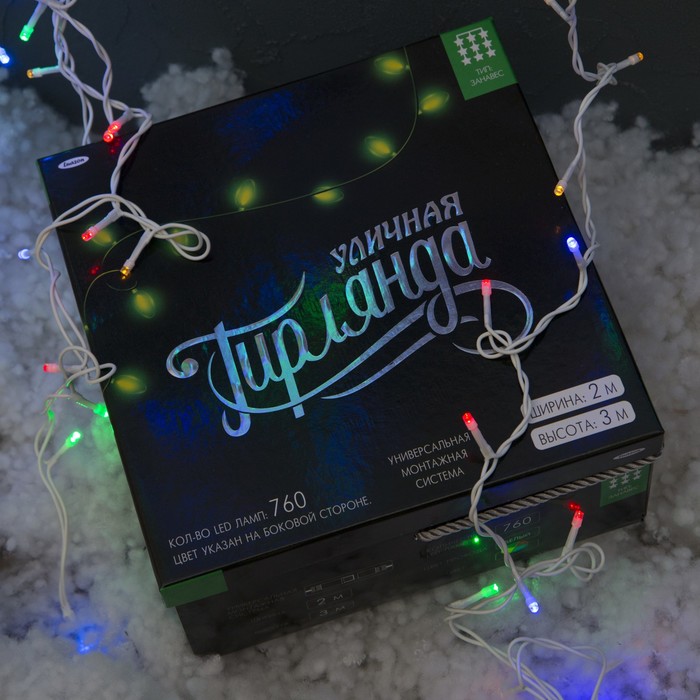 Гирлянда "Занавес" улич. УМС, Ш:2 м, В:3 м, Н.Б. 2W LED-760-220V, БЕЗ контр. фикс МУЛЬТ