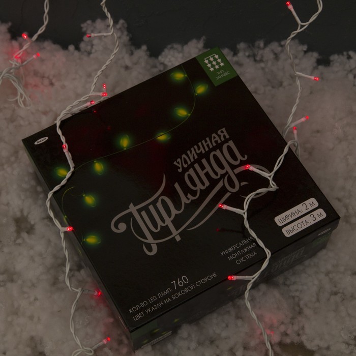 Гирлянда "Занавес" улич. УМС, Ш:2 м, В:3 м, Н.Б. 3W LED-760-220V, БЕЗ контр. КРАСНЫЙ