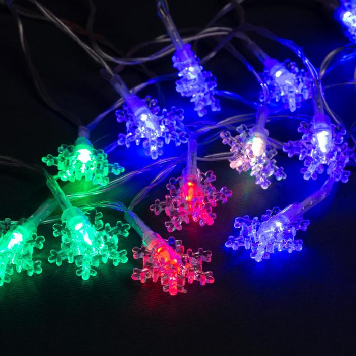 НИТЬ, 3 м, USB, с насад. "Снежинки малые", Н.С. LED-20-5V, МУЛЬТИ