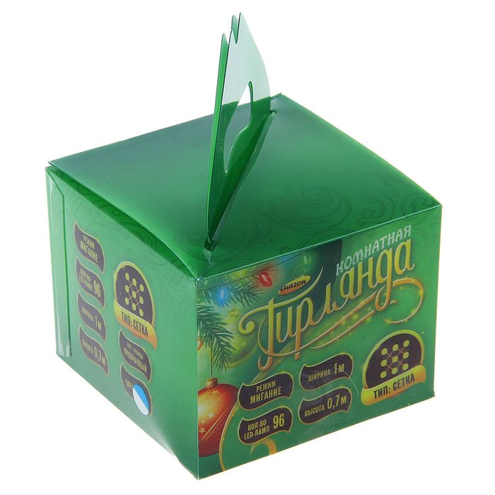 Гирлянда "Сетка" Ш:1 м, В:0,7 м, Н.С. LED-96-220V, моргает, МУЛЬТИ(RGB)