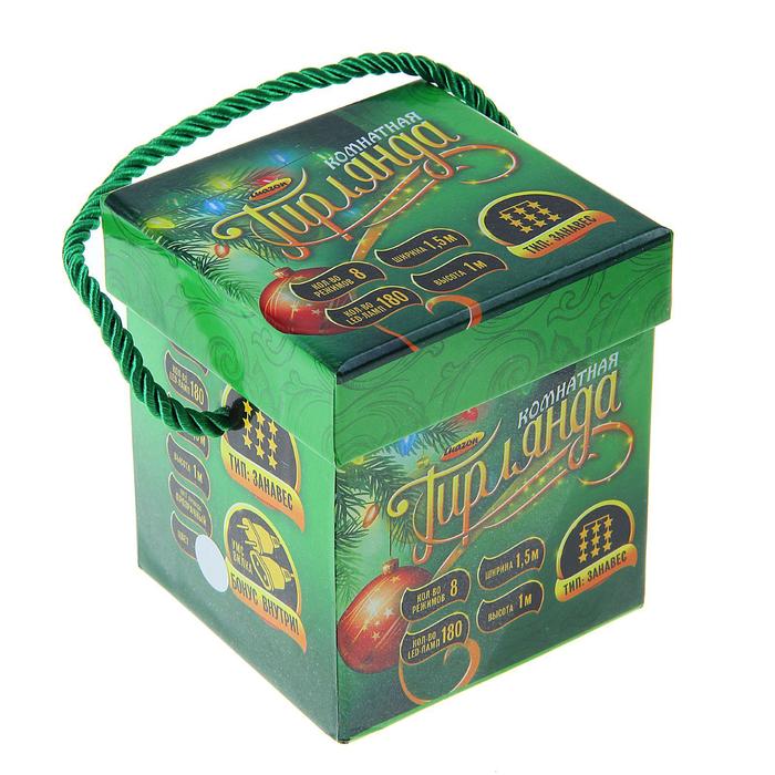 ЗАНАВЕС, УМС вилка Ш:1,5 м, В:1 м, Н.С. LED-180-220V, 8 режимов, БЕЛЫЙ