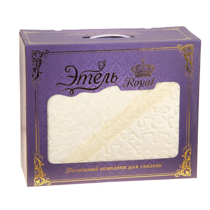 Покрывало "Этель Роял" Крит евро 220х240 см, 50х70+5 см - 2 шт., 100% хлопок, жаккард