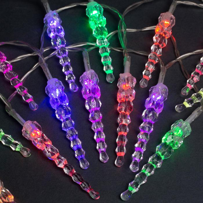 НИТЬ, 3 м, с насад. "Сосульки 7,5см",Н.С.LED-20-3,6V, (АА*3 шт.не в компл)МУЛЬТИ