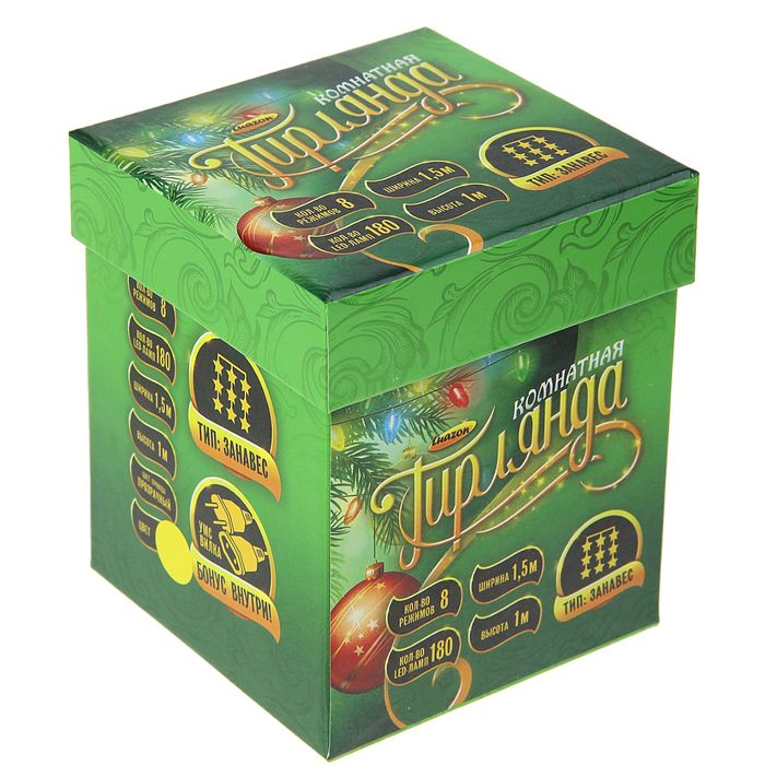 ЗАНАВЕС, УМС вилка Ш:1,5 м, В:1 м, Н.С. LED-180-220V, 8 режимов, ЖЕЛТЫЙ