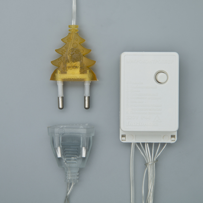 ЗАНАВЕС, УМС вилка Ш:1,5 м, В:1 м, Н.С. LED-180-220V, 8 режимов, ЖЕЛТЫЙ