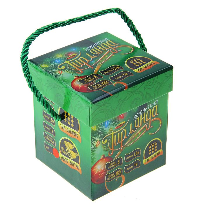 Гирлянда "Занавес" УМС вилка Ш:1,5 м, В:1 м, Н.С. LED-180-220V, контр. 8 р, КРАСНЫЙ