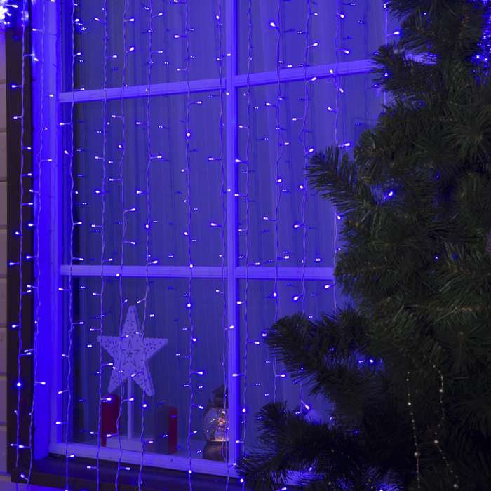 Гирлянда "Занавес" улич. УМС, Ш:2 м, В:6 м, Н.Б. 2W LED-1440-220V, БЕЗ контр. фикс СИНИЙ