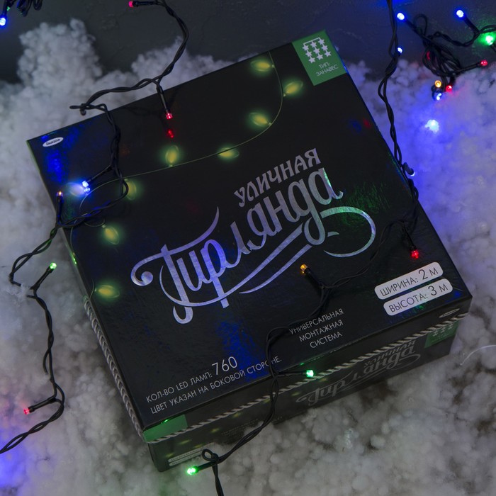 Гирлянда "Занавес" улич. УМС, Ш:2 м, В:3 м, Н.Т. 3W LED-760-220V, БЕЗ контр. МУЛЬТИ