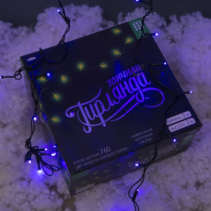 Гирлянда "Занавес" улич. УМС, Ш:2 м, В:3 м, Н.Т. 2W LED-760/180-220V, БЕЗ контр. мерц ФИОЛ