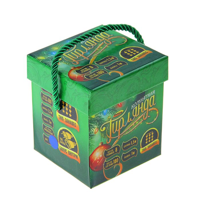 ЗАНАВЕС, УМС вилка Ш:1,5 м, В:1 м, Н.С. LED-180-220V, 8 режимов, СИНИЙ