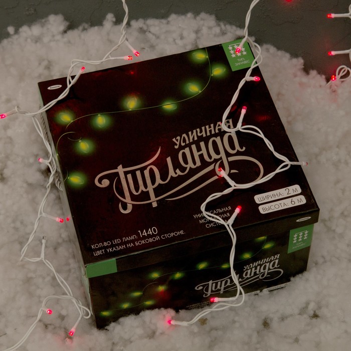 Гирлянда "Занавес" улич. УМС, Ш:2м, В:6м, Н.Б. 2W LED-1440/280-220V, БЕЗ контр. мерц КРАС
