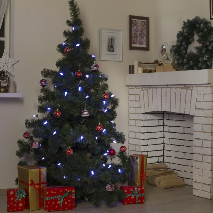 Гирлянда "Метраж" улич. с насад. "Свечки" 5 м, Н.Т. LED-40-220V, моргает, БЕЛО-СИНИЙ