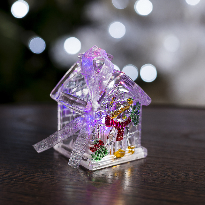 Игрушка световая "Домик снеговика" (батарейки в комплекте) 1 LED, RGB