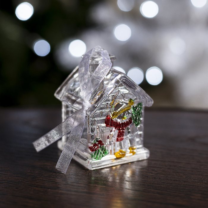 Игрушка световая "Домик снеговика" (батарейки в комплекте) 1 LED, RGB