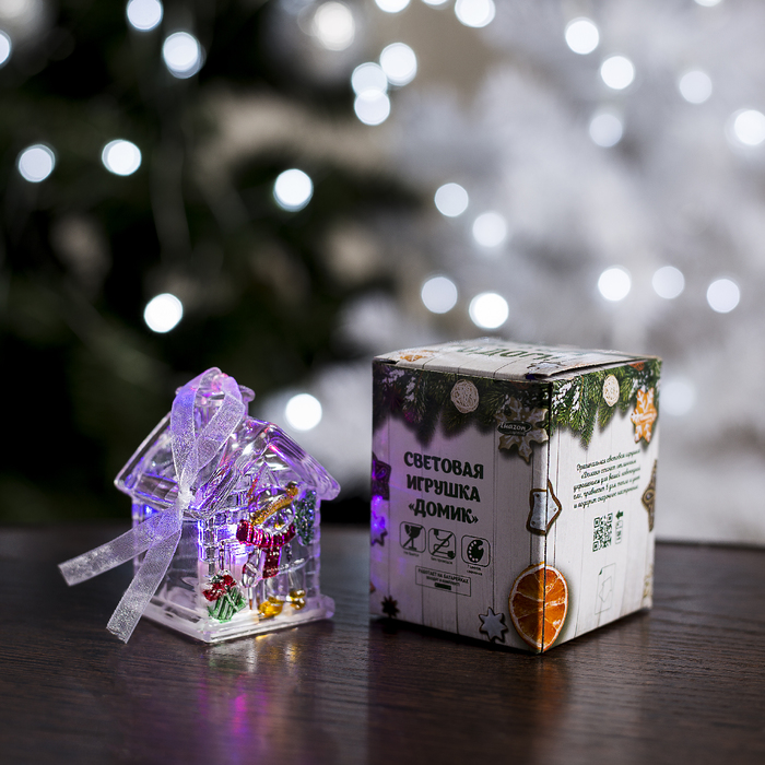 Игрушка световая "Домик снеговика" (батарейки в комплекте) 1 LED, RGB