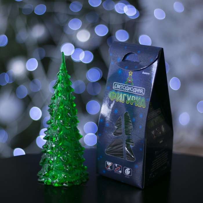 Игрушка световая "Ёлочка" (батарейки в комплекте) 17 см, 1 LED, RGB, ЗЕЛЁНАЯ