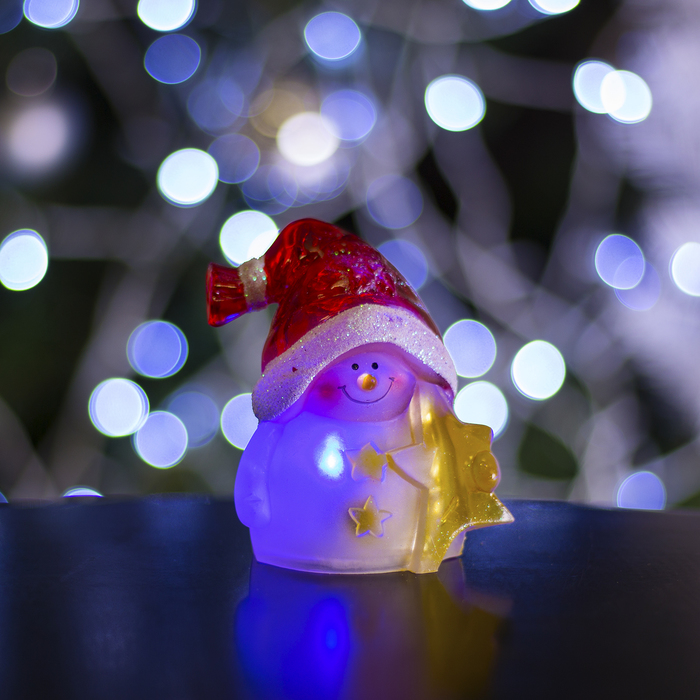 Игрушка световая "Снеговик-звезда" (батарейки в комплекте) 1 LED, RGB