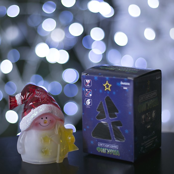 Игрушка световая "Снеговик-звезда" (батарейки в комплекте) 1 LED, RGB