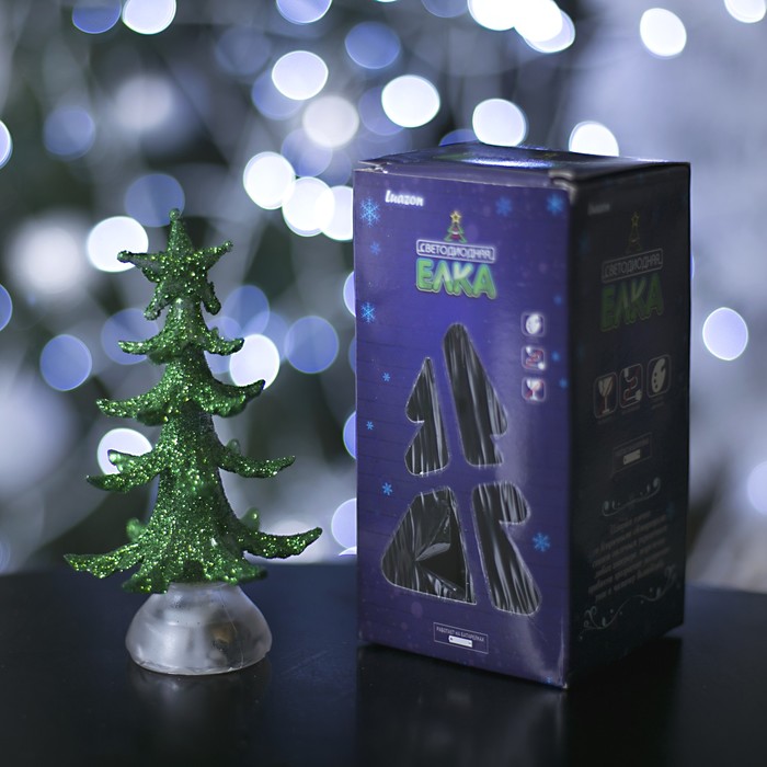 Игрушка световая "Новогодняя ёлочка" (батарейки в комплекте) 13 см, 1 LED, RGB, ЗЁЛЕНАЯ