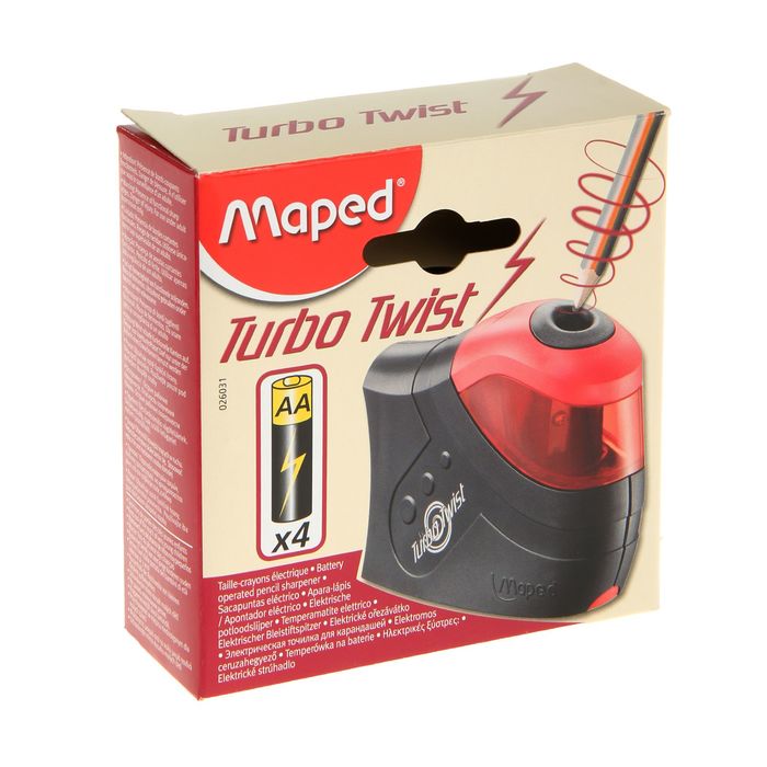 Точилка электрическая TURBO TWIST, черно-красный, 1 отверстие, пластик