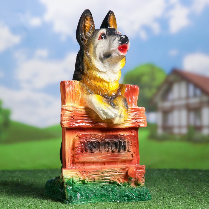 Садовая фигура "Овчарка Welcome" 19*19*39 см цвет микс