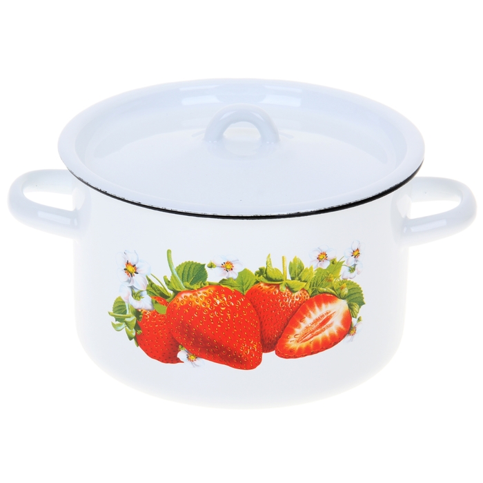 Кастрюля 2,9 л "Клубника садовая", цвет белый