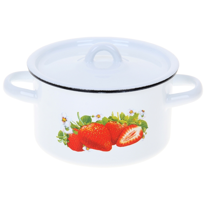 Кастрюля 1,5 л "Клубника садовая", цвет белый