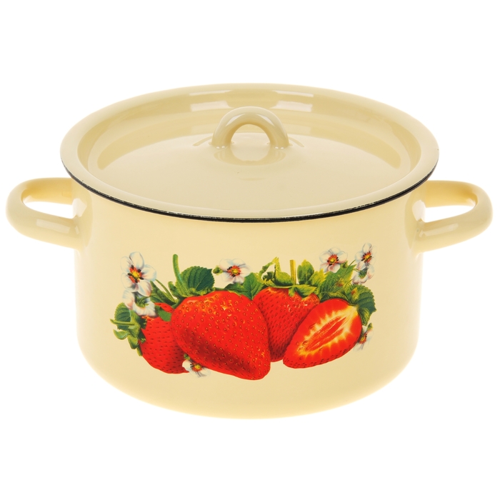Кастрюля 2,9 л "Клубника садовая", цвет кремовый