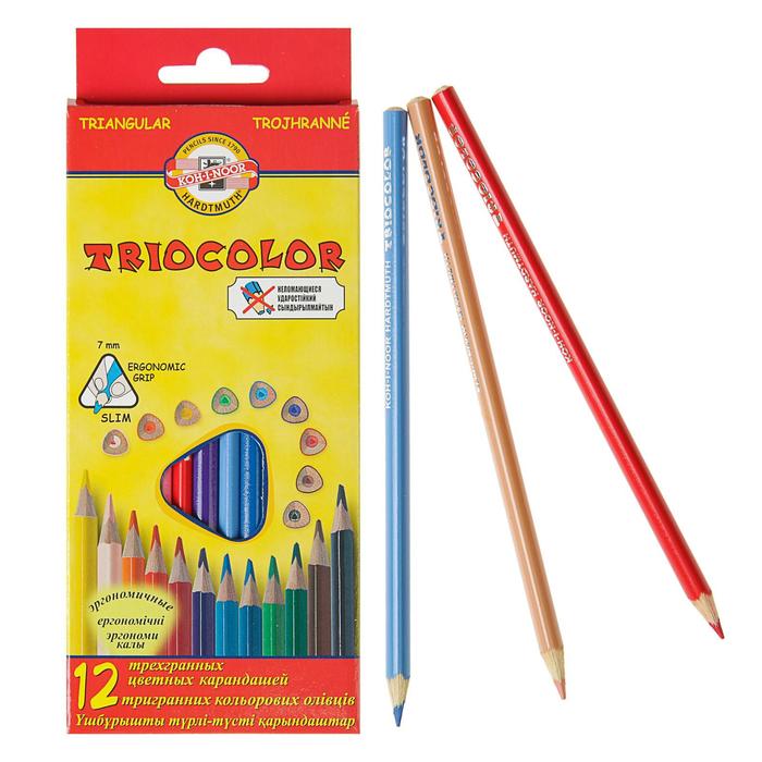 

Карандаши 12 цветов, Koh-I-Noor 3132 TRIOCOLOR, европодвес