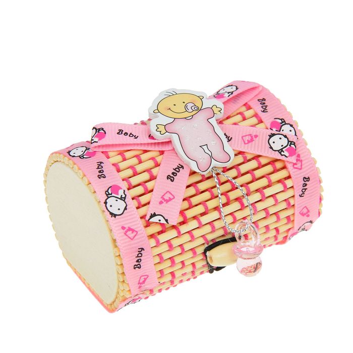 Бонбоньерка "Шкатулка" с малышом, цвет розовый