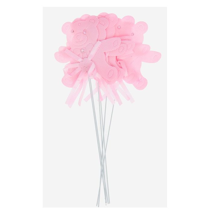 Топпер "Мишка", набор 6 шт., цвет розовый