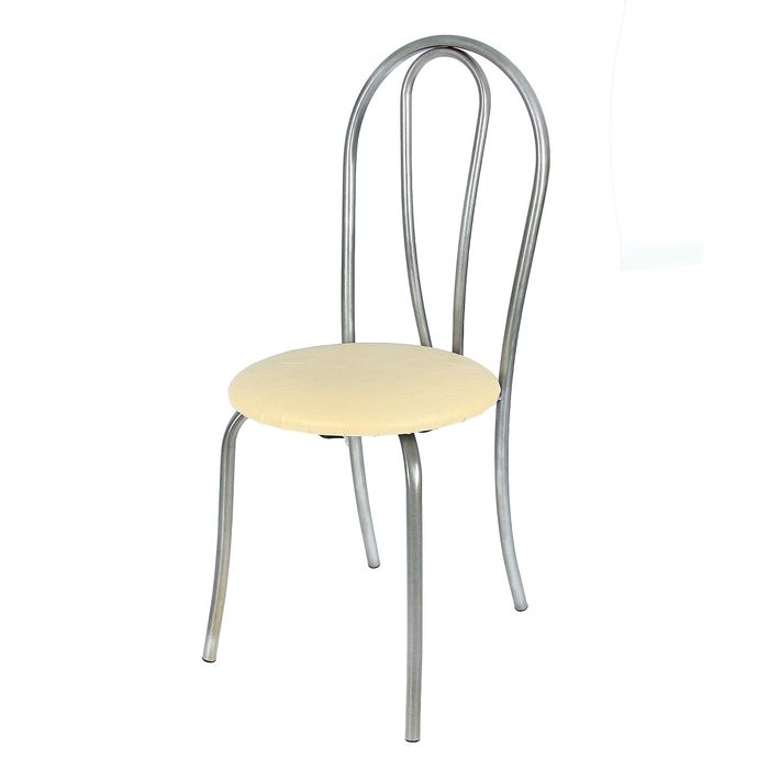 Стул "Венский без кольца", порошковое покрытие искра-хром, цвет ваниль