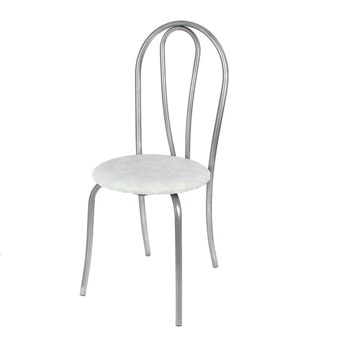 Стул "Венский без кольца", порошковое покрытие искра-хром, цвет белый мрамор