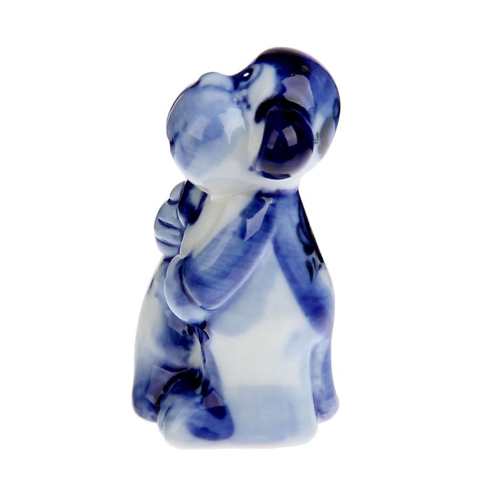 Сувенир под гжель "Мартышка с мешком и пожеланием успехов"