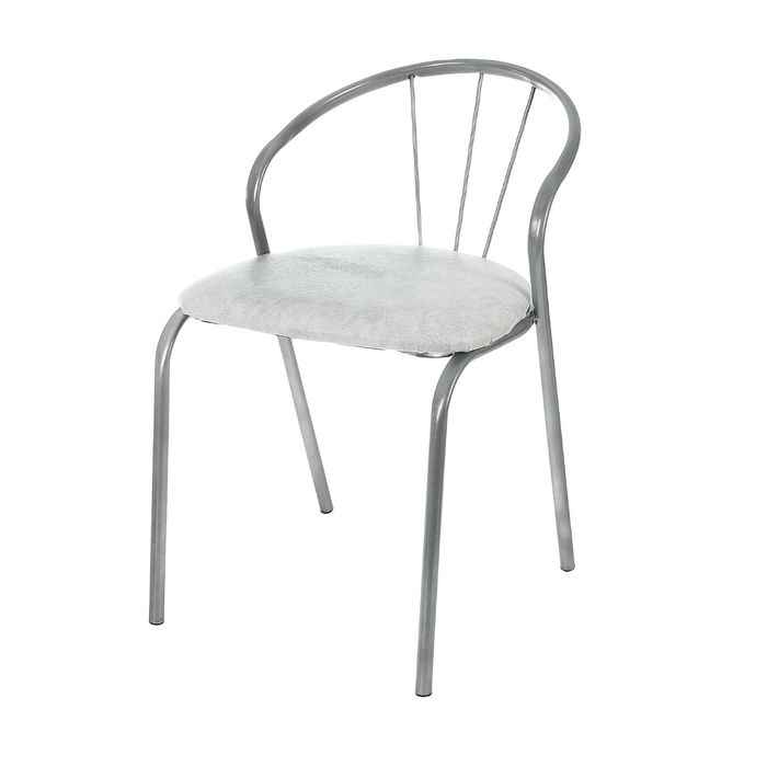 Стул "Вега", порошковое покрытие искра-хром, цвет белый мрамор