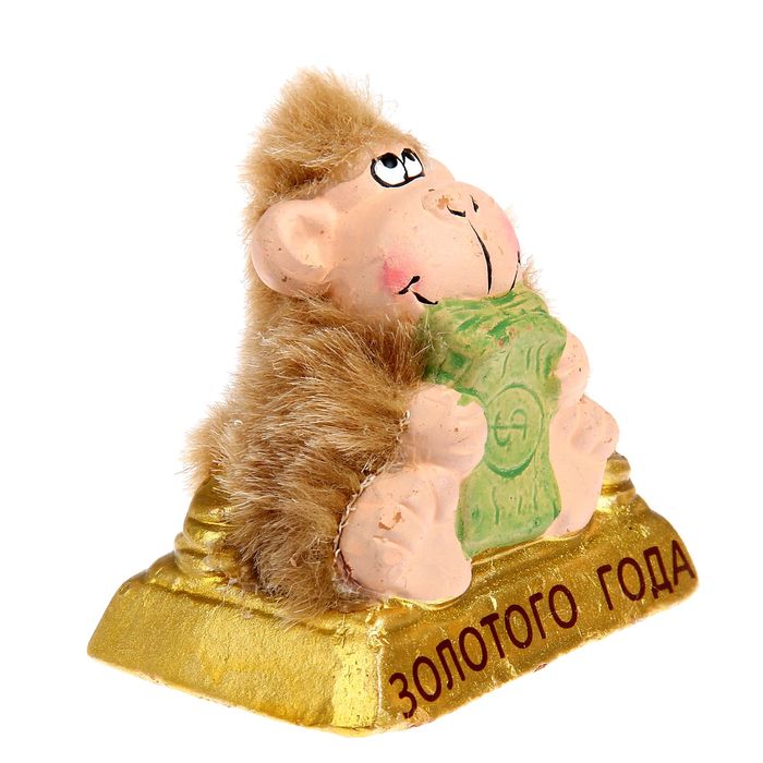Сувенир "Мартышка меховая на золотом слитке"
