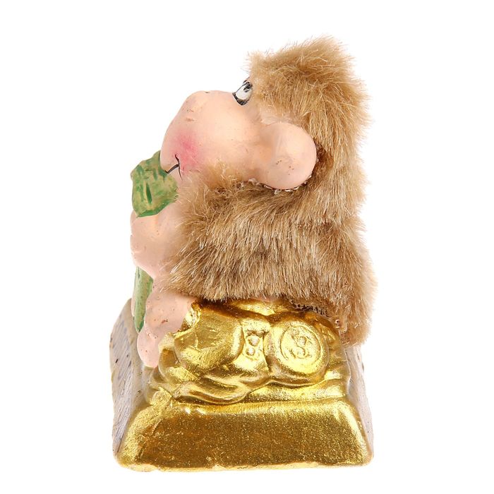 Сувенир "Мартышка меховая на золотом слитке"
