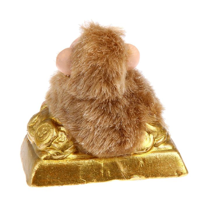 Сувенир "Мартышка меховая на золотом слитке"