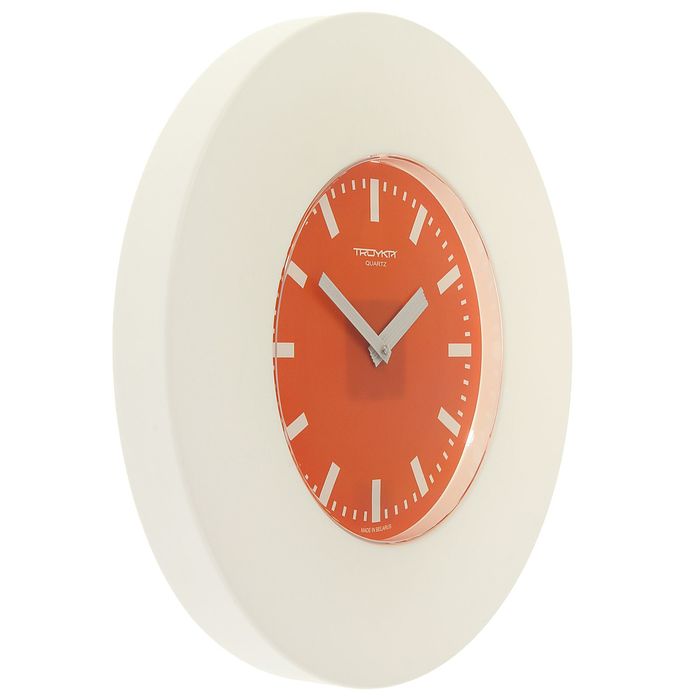 Часы настенные круглые "Классика. Чёрточки", d=37,5 см, циферблат оранжевый, рама белая