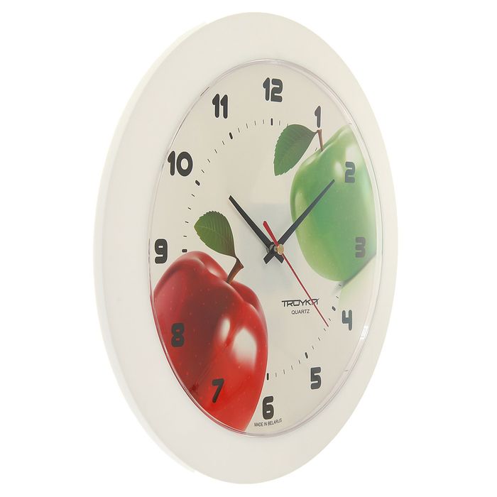 Часы настенные круглые "Два яблока",белый обод, 30х30 см