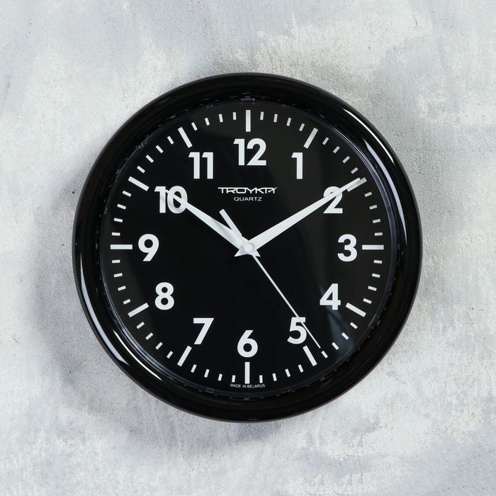 Часы настенные, серия: Классика, плавный ход, d=24 см, черный обод часы настенные серия классика плавный ход 35 см обод коричневый