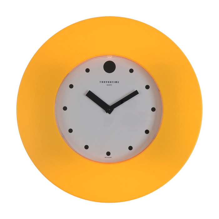 Часы настенные, серия: Классика, плавный ход, d-37 см, широкий желтый обод часы настенные серия классика плавный ход d 28 см белый обод